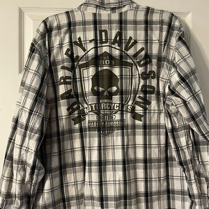Harley Davidson mens XL black and white plaid